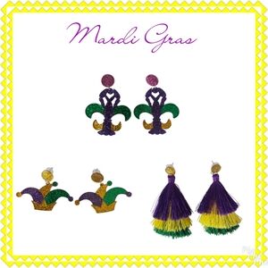 Women's Mardi Gras Earring Set of 3 NEW